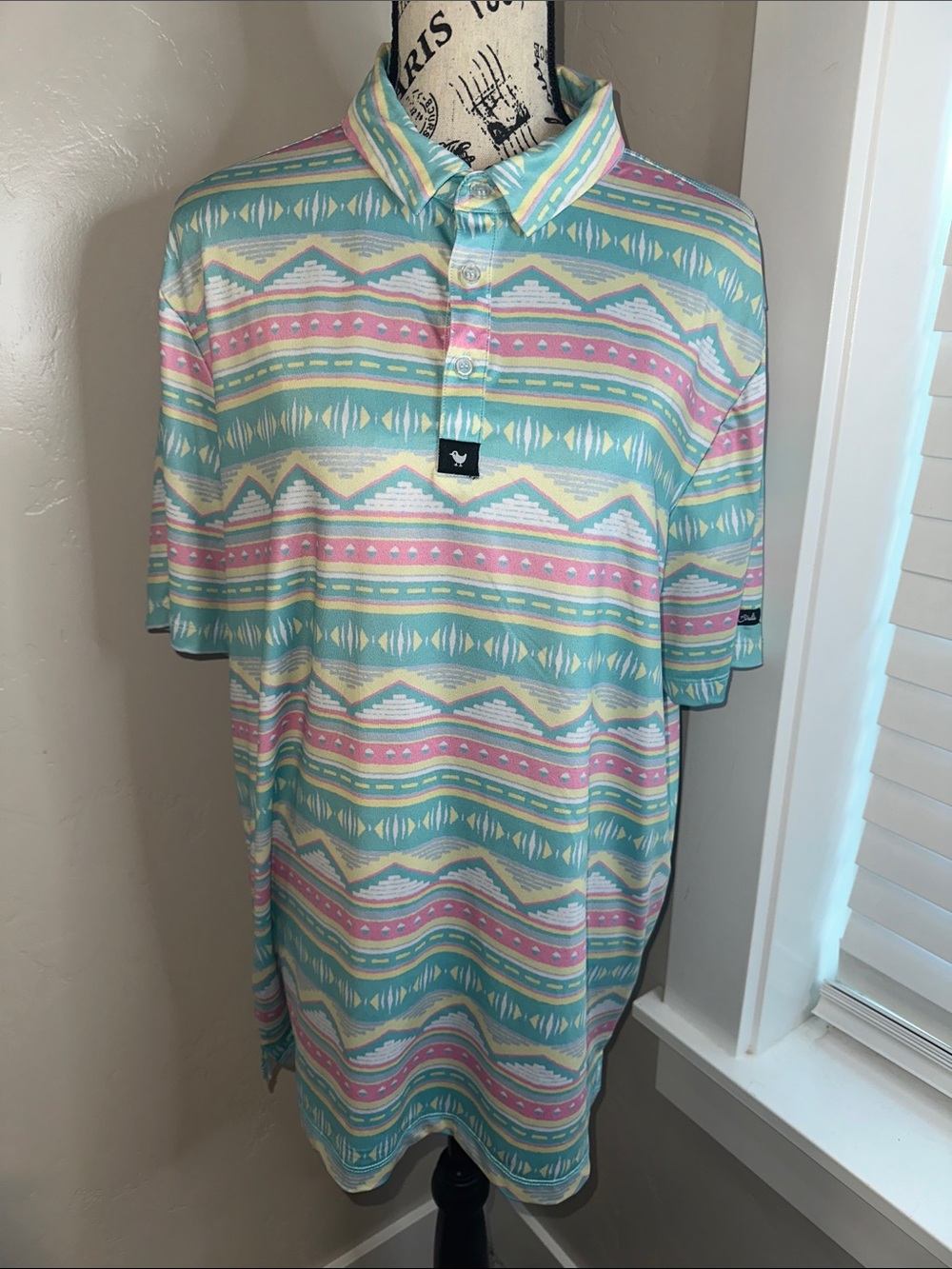 Bad Birdie Pastel Stripe Performance Polo